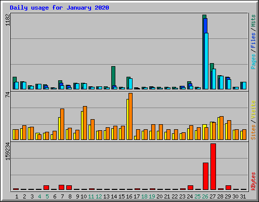 Daily usage for January 2020