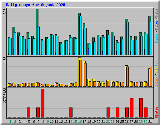 Daily usage for August 2020