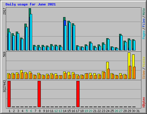 Daily usage for June 2021