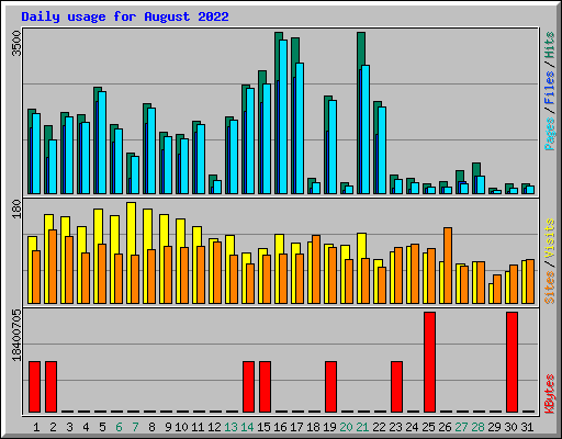 Daily usage for August 2022