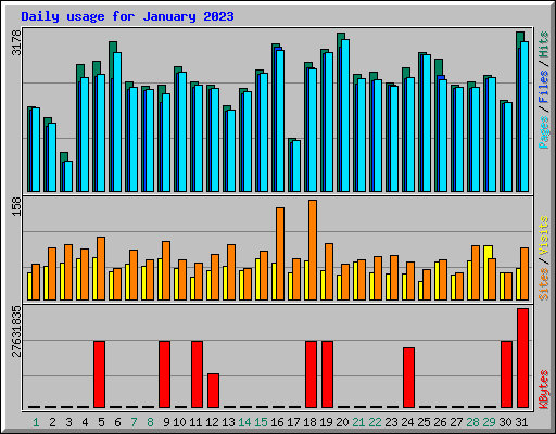 Daily usage for January 2023