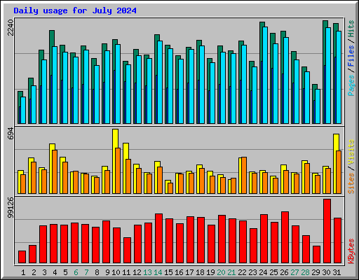 Daily usage for July 2024